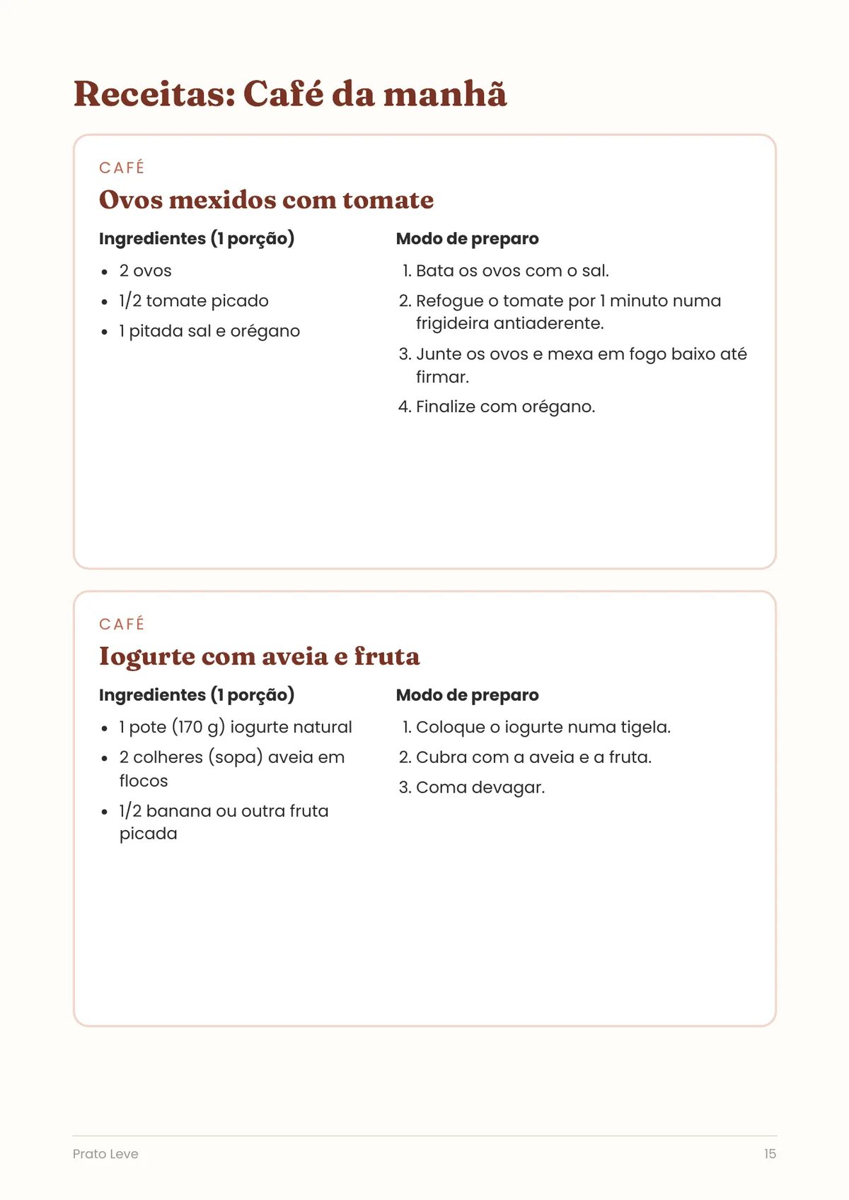 Página real do PDF Prato Leve: página de receita